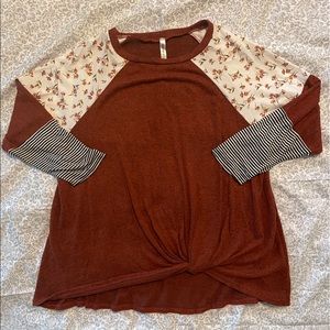 Emerald Sundae Floral and stripe front knot